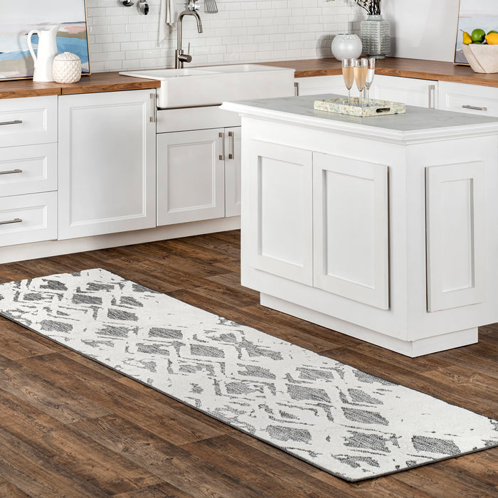 Grey Lattice Pattern Indoor Outdoor Area Rug 120x180 cm