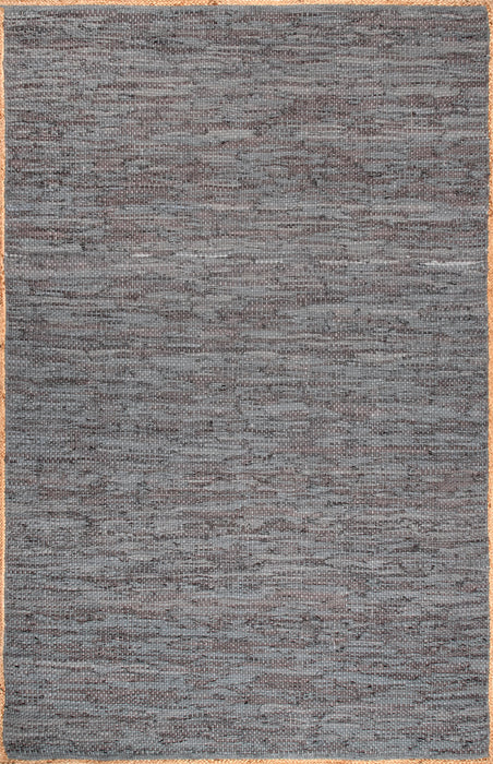 Grå Läder Flatweave Area Matta 120x180 cm