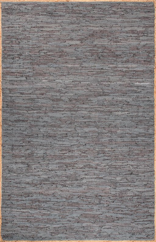 Grey Leather Flatweave Area Rug 120x180 cm