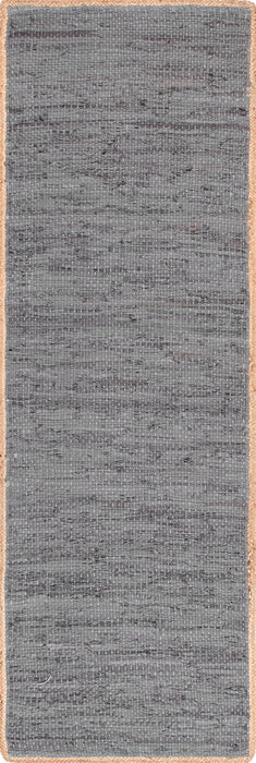 Grey Leather Flatweave Area Rug 150x240 cm