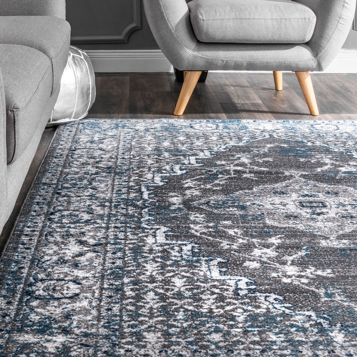 Grey Medallion Area Rug 160x230 cm for Living Room