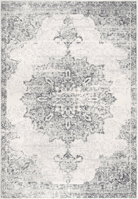 Grey Medallion Area Rug for High Traffic Spaces