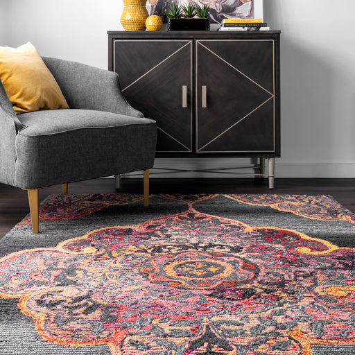 Grey Medallion Area Rug for Living Room Comfort