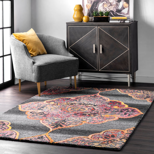 Grey Medallion Area Rug for Living Room Comfort