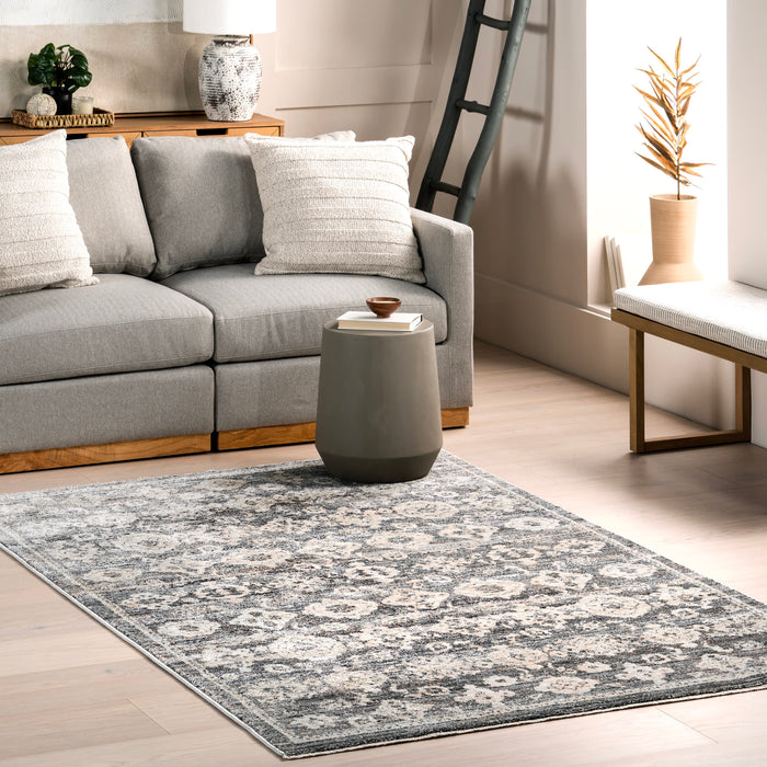 Grey Medallion Area Rug for Living Room and Home Decor