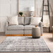 Grey Medallion Area Rug for Living Room and Home Decor