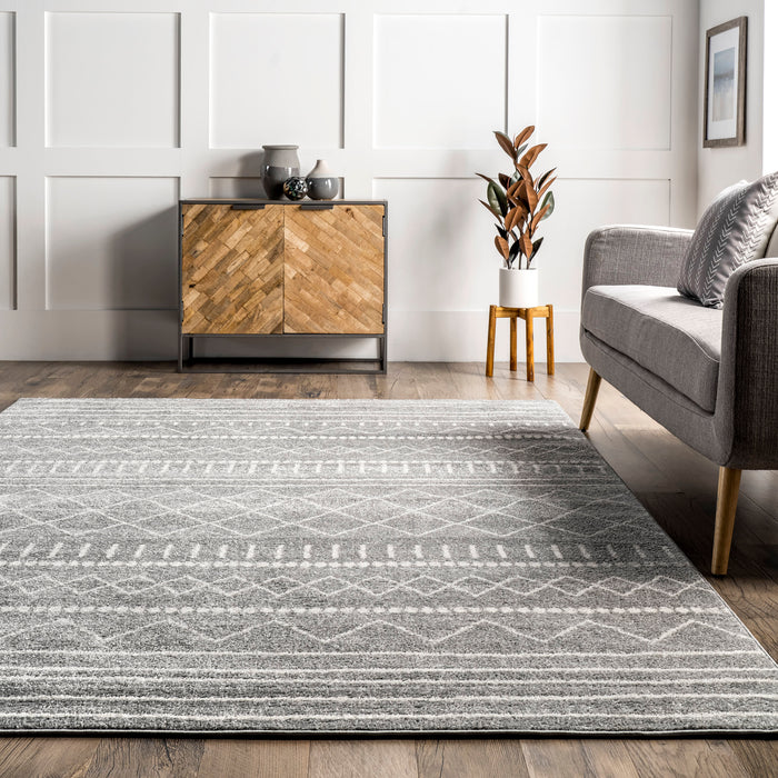 Grey Moroccan Trellis Area Rug 160x230 cm