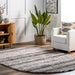 Grey Multicolor Striped Shag Rug for Cozy Home Living