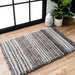 Grey Multicolor Striped Shag Rug for Cozy Home Living
