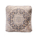 Grey Printed Floor Cushion with Wreath Medallion Design