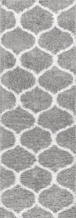 Grey Quatrefoil Trellis Area Rug 120x180 cm