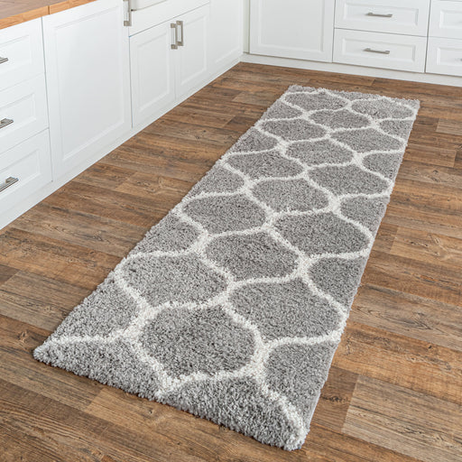 Grey Quatrefoil Trellis Area Rug 120x180 cm