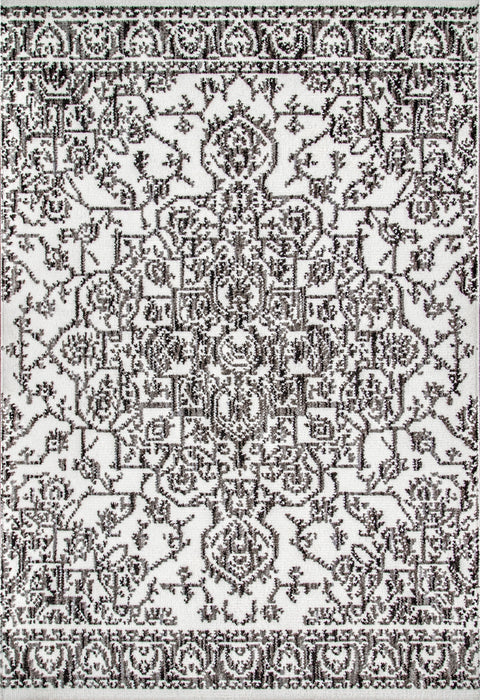 Grey Rosette Medallion Area Rug for Living Room and Bedroom