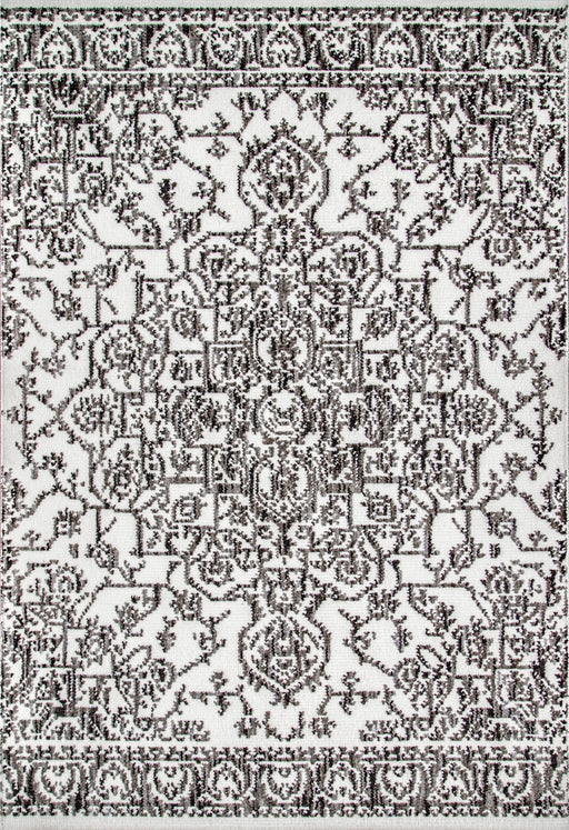 Grey Rosette Medallion Area Rug for Living Room and Bedroom