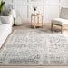 Grey Rosette Patterned Area Rug for Home Decor