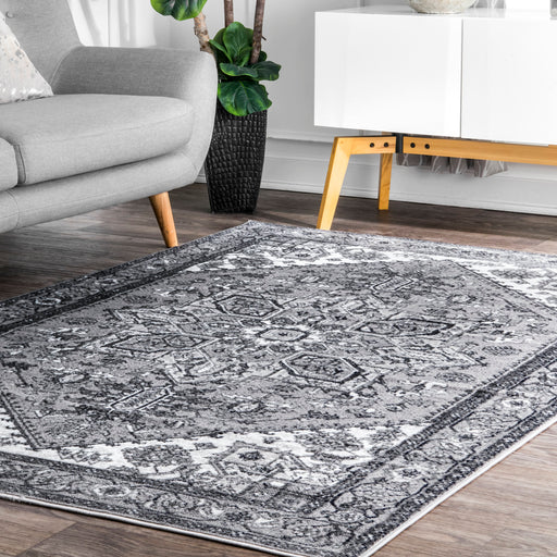 Grey Snowflake Medallion Area Rug 160x230 cm