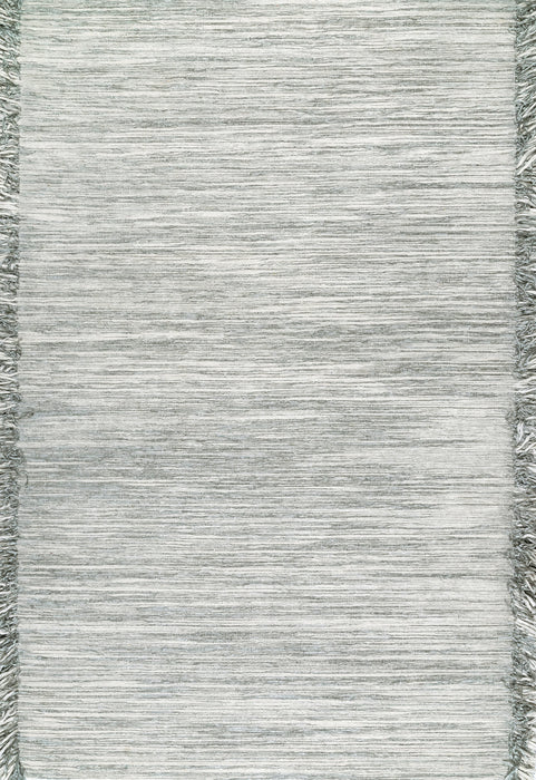 Grey Striated Flatweave Area Rug With Tassels 160x230 cm