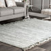 Grey Striated Flatweave Area Rug With Tassels 160x230 cm
