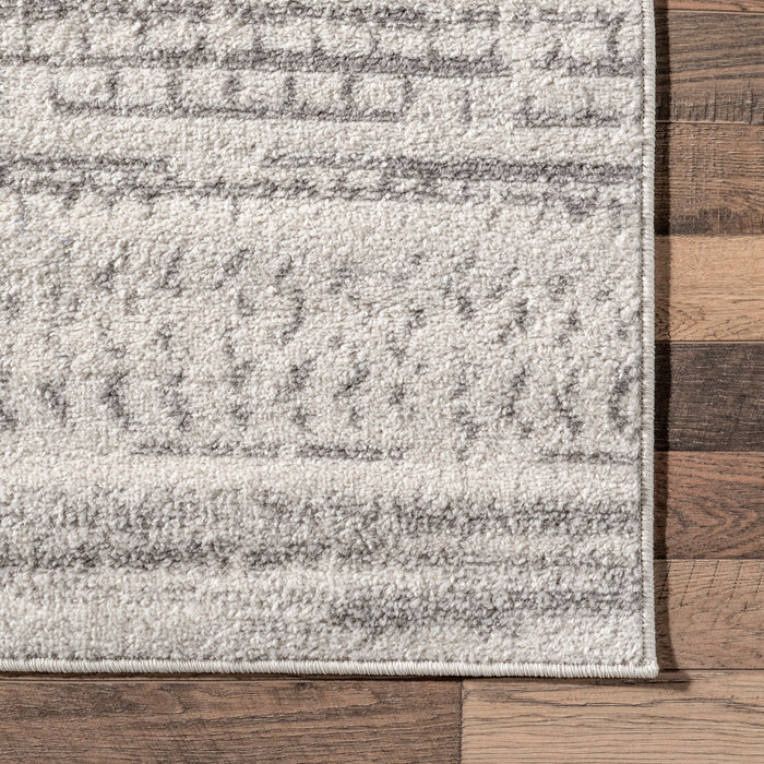 Grey Striped Area Rug With Banded Design