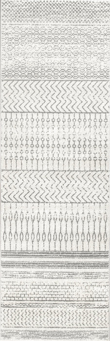 Grey Striped Area Rug With Banded Design