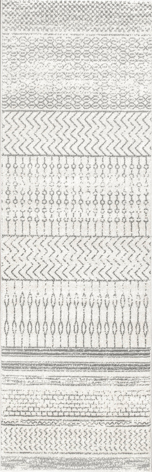 Grey Striped Area Rug With Banded Design