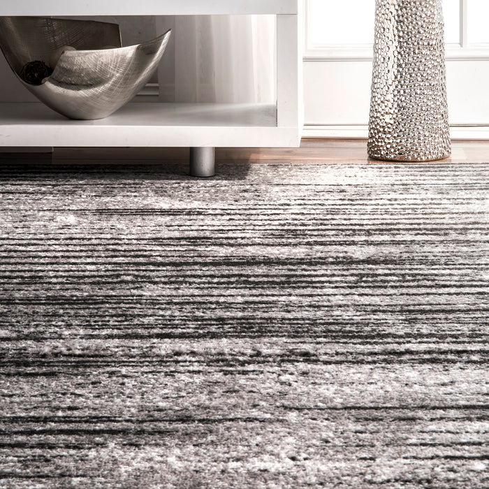 Grey Striped Area Rug for Cozy Home Decor