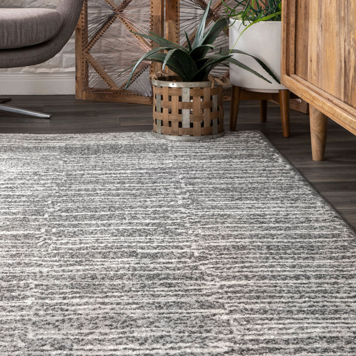 Grey Striped Area Rug for Living Room and Bedroom 160x230 cm