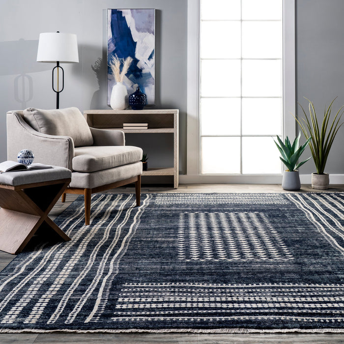 Grey Striped Area Rug for Living Room and Bedroom 50x80 cm