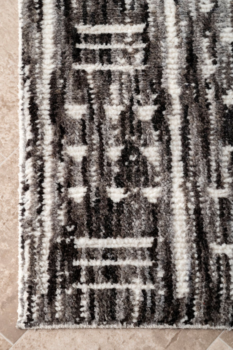 Grey Striped Ethnic Area Rug 150x240 cm