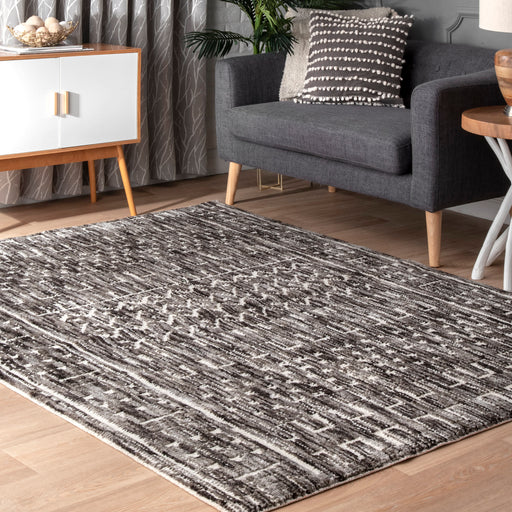 Grey Striped Ethnic Area Rug 150x240 cm