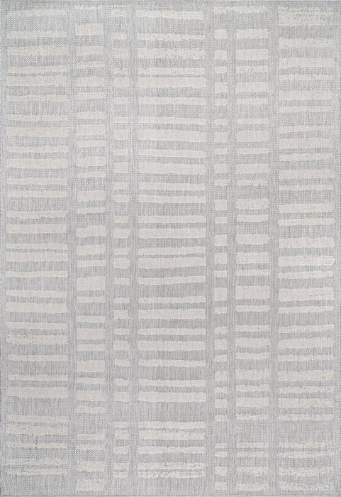 Grey Striped Indoor Outdoor Area Rug 120x180 cm