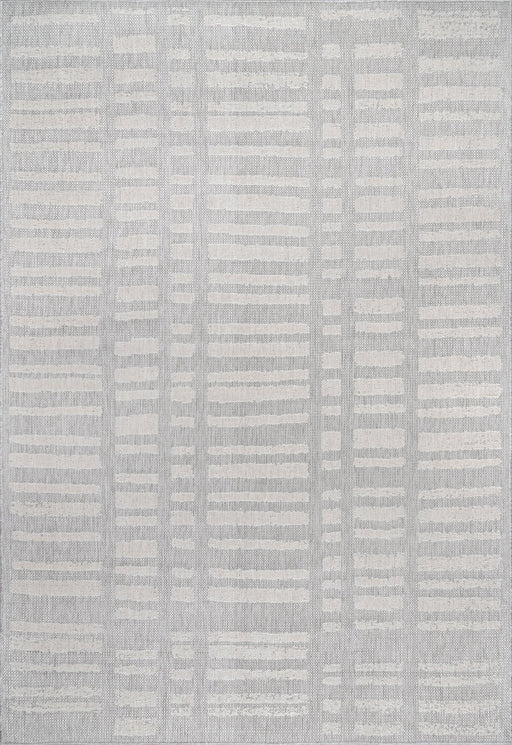 Grey Striped Indoor Outdoor Area Rug 120x180 cm