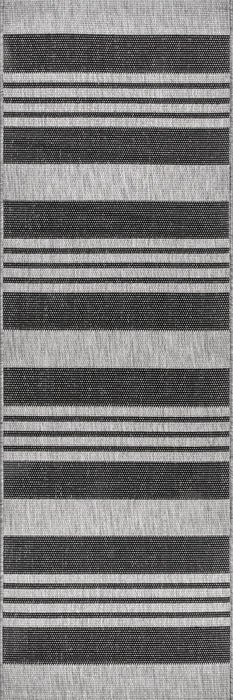 Grey Striped Indoor Outdoor Area Rug 160x230 cm