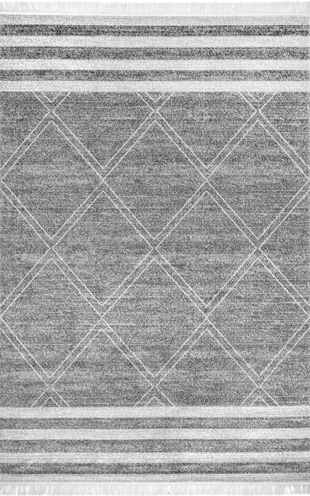 Grey Striped Indoor Outdoor Area Rug 160x230 cm