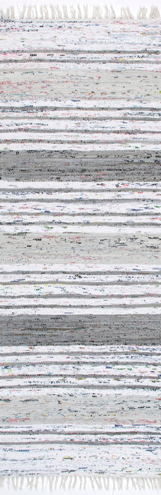 Grey Striped Tassel Area Rug 160x230 cm