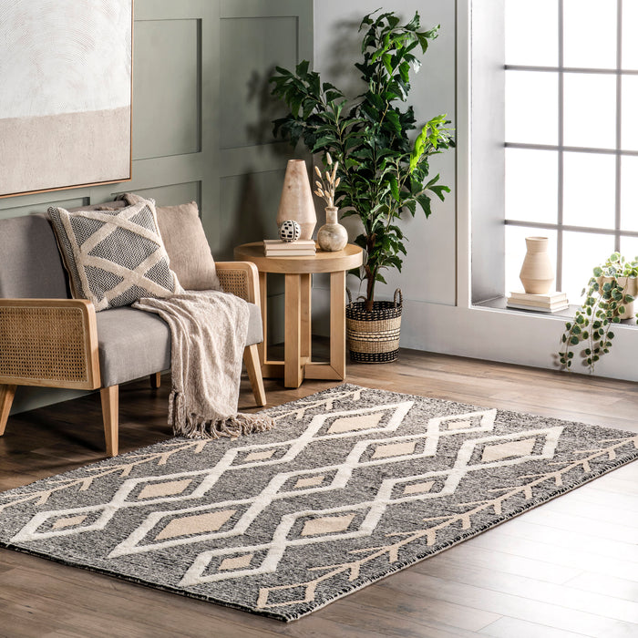 Grey Trellis Area Rug 160x230 cm