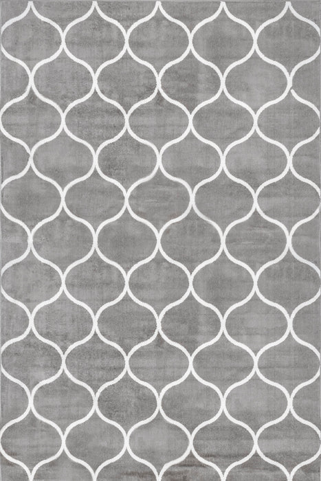 Grey Trellis Area Rug with Quatrefoil Pattern 120x180 cm