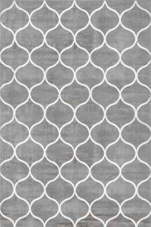 Grey Trellis Area Rug with Quatrefoil Pattern 120x180 cm