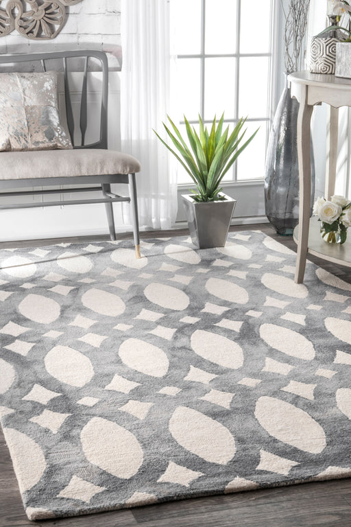 Gray Trellis Design Area Rug 170x240 cm Håndloom ull