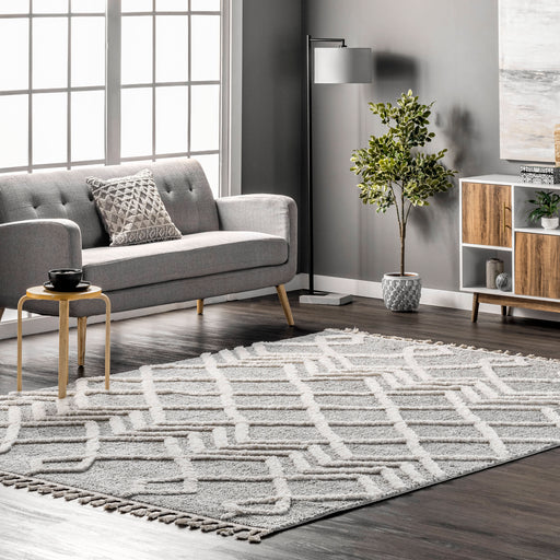 Grey Trellis Pattern Area Rug 120x180 cm