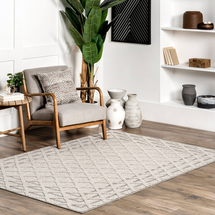 Grey Trellis Pattern Area Rug 160x230 cm