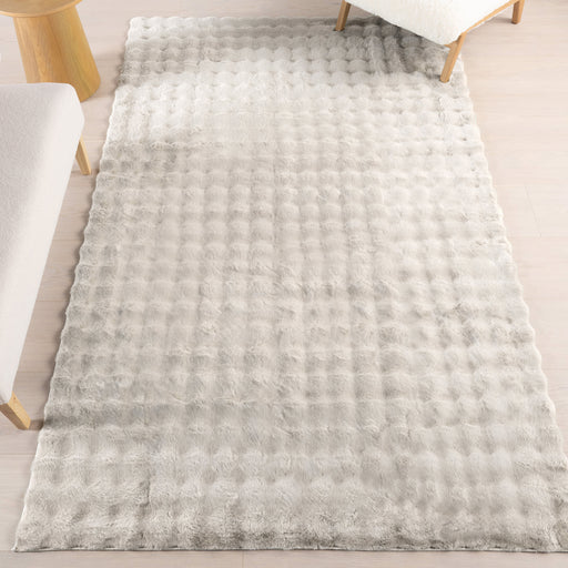 Grey Washable Checkered Plush Rug 120x180 cm