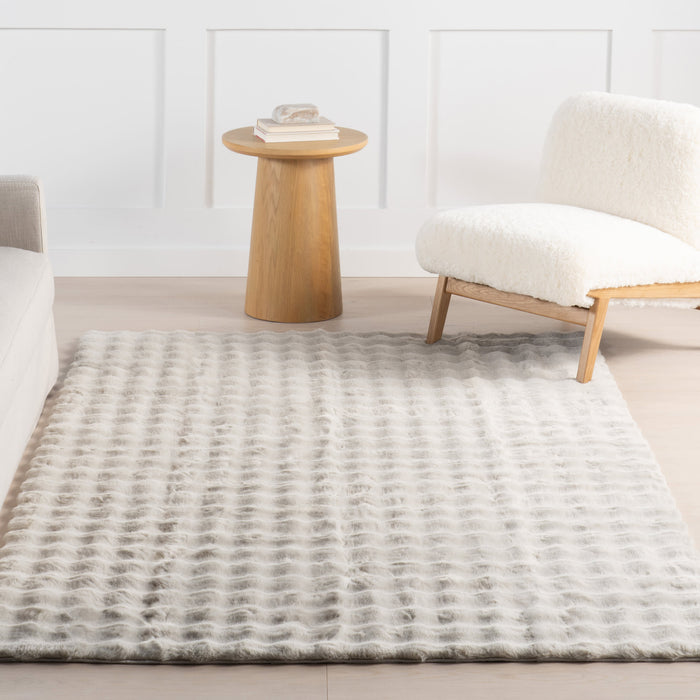Grey Washable Checkered Plush Rug 120x180 cm