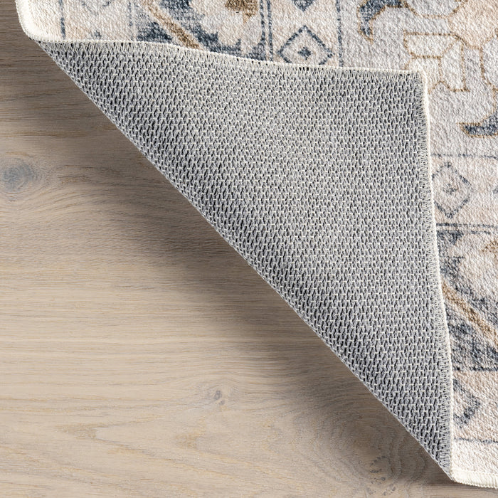 Grey Washable Geometric Area Rug 80cm x 150cm