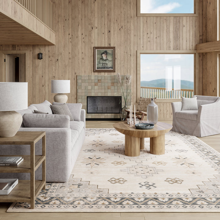 Grey Washable Geometric Area Rug 80cm x 150cm