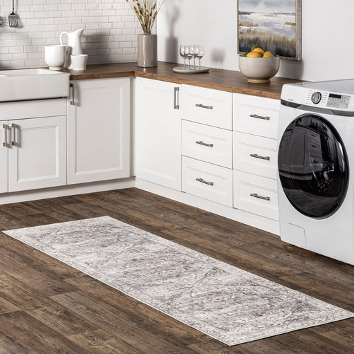 Grey Washable Medallion Area Rug 150x230 cm