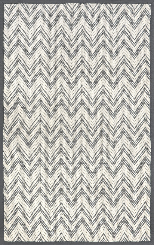 Grey Wool Chevron Area Rug 140cm x 200cm