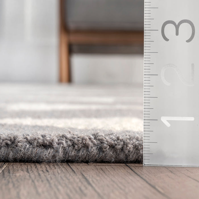 Grey Wool Geometric Area Rug 160x230 cm