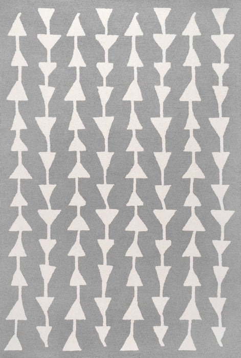 Grey Wool Geometric Area Rug 160x230 cm