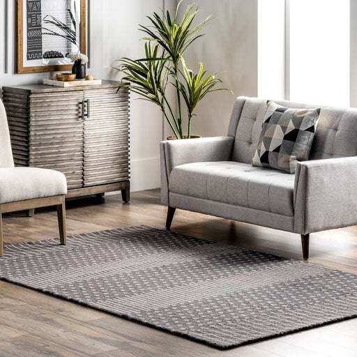 Grey Wool Lattice Area Rug for Modern Home Decor